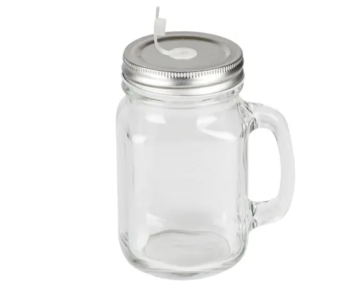 Vaso Tarro de Vidrio Sin Popote Fizz A2281 450 ml Transparente