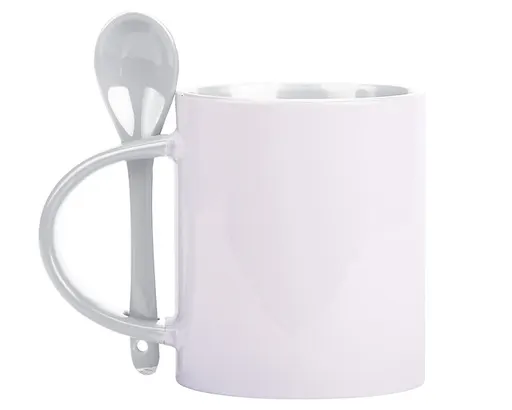 Vaso Tarro Bicolor de Sublimación C/cuchara Mirza A2376 325 ml Blanco