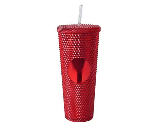 Vaso de Plástico Doble Pared Texturizado Coconut A2927 Rojo