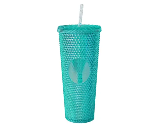 Vaso de Plástico Doble Pared Texturizado Coconut A2927 Turquesa