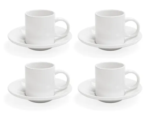 Set Juego de Tazas con Plato de Sublimación Meeting A2974 89 ml Blanco