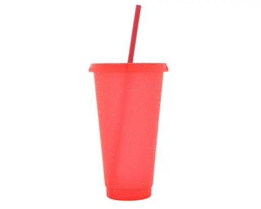 Vaso de Plástico Glitter A3171 750 ml Rojo