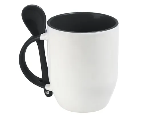 Taza Bicolor de Sublimación con Cuchara SUB4716 Maggie Negro