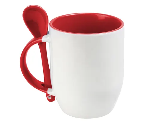 Taza Bicolor de Sublimación con Cuchara SUB4716 Maggie Rojo
