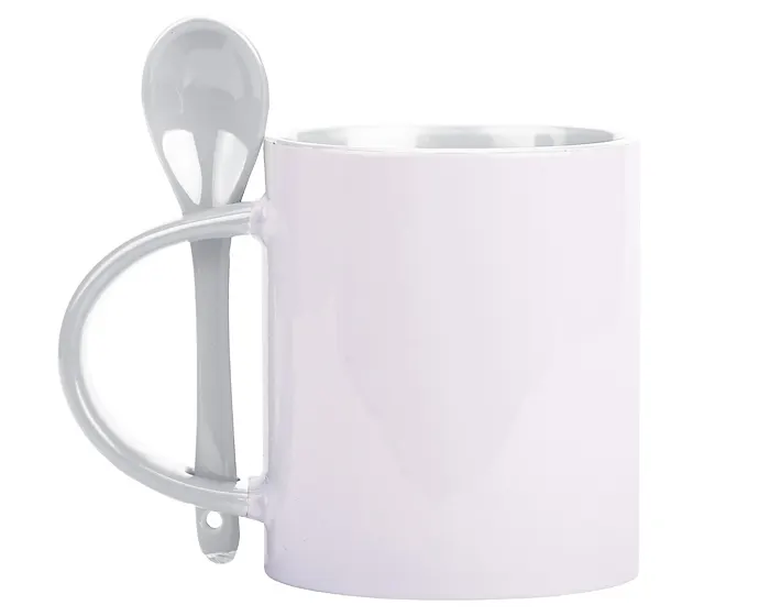 Vaso Tarro Bicolor de Sublimación C/cuchara Mirza A2376 325 ml Blanco