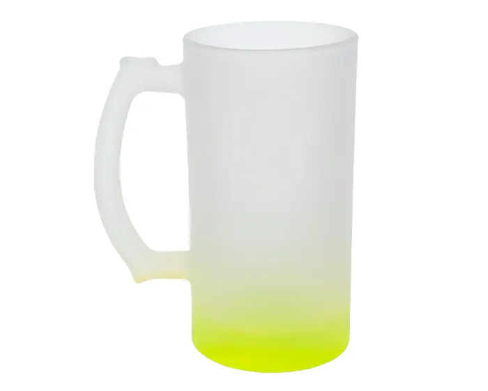 Vaso Tarro Cervecero Satinado Bicolor de Sublimación Chelado A2799 473 ml Amarillo