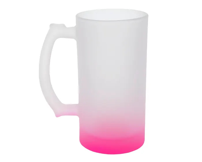 Vaso Tarro Cervecero Satinado Bicolor de Sublimación Chelado A2799 473 ml Rosa
