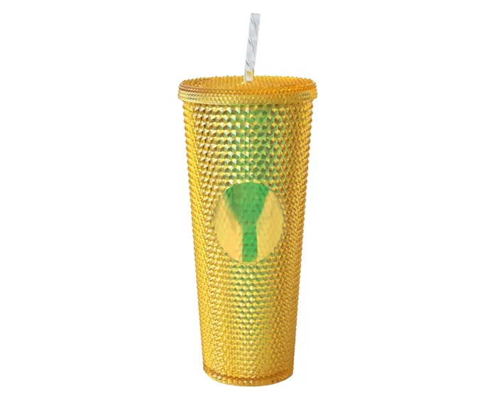 Vaso de Plástico Doble Pared Texturizado Coconut A2927 Oro