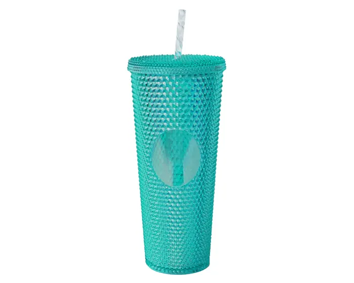 Vaso de Plástico Doble Pared Texturizado Coconut A2927 Turquesa