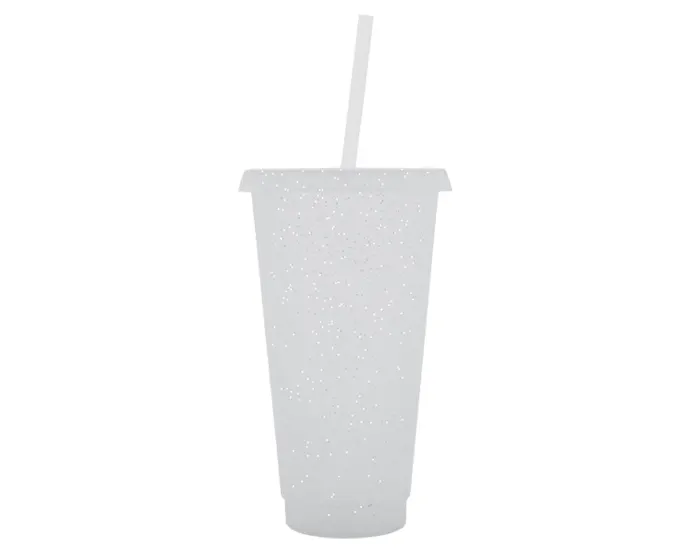 Vaso de Plástico Glitter A3171 750 ml Blanco