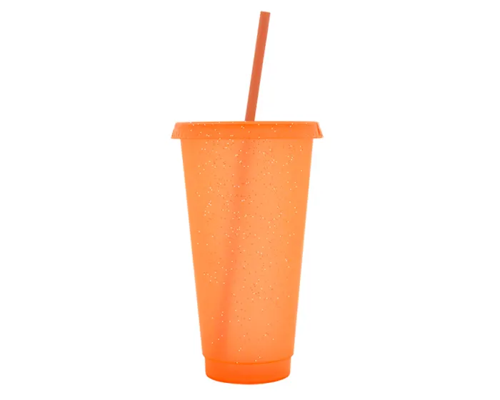 Vaso de Plástico Glitter A3171 750 ml Naranja